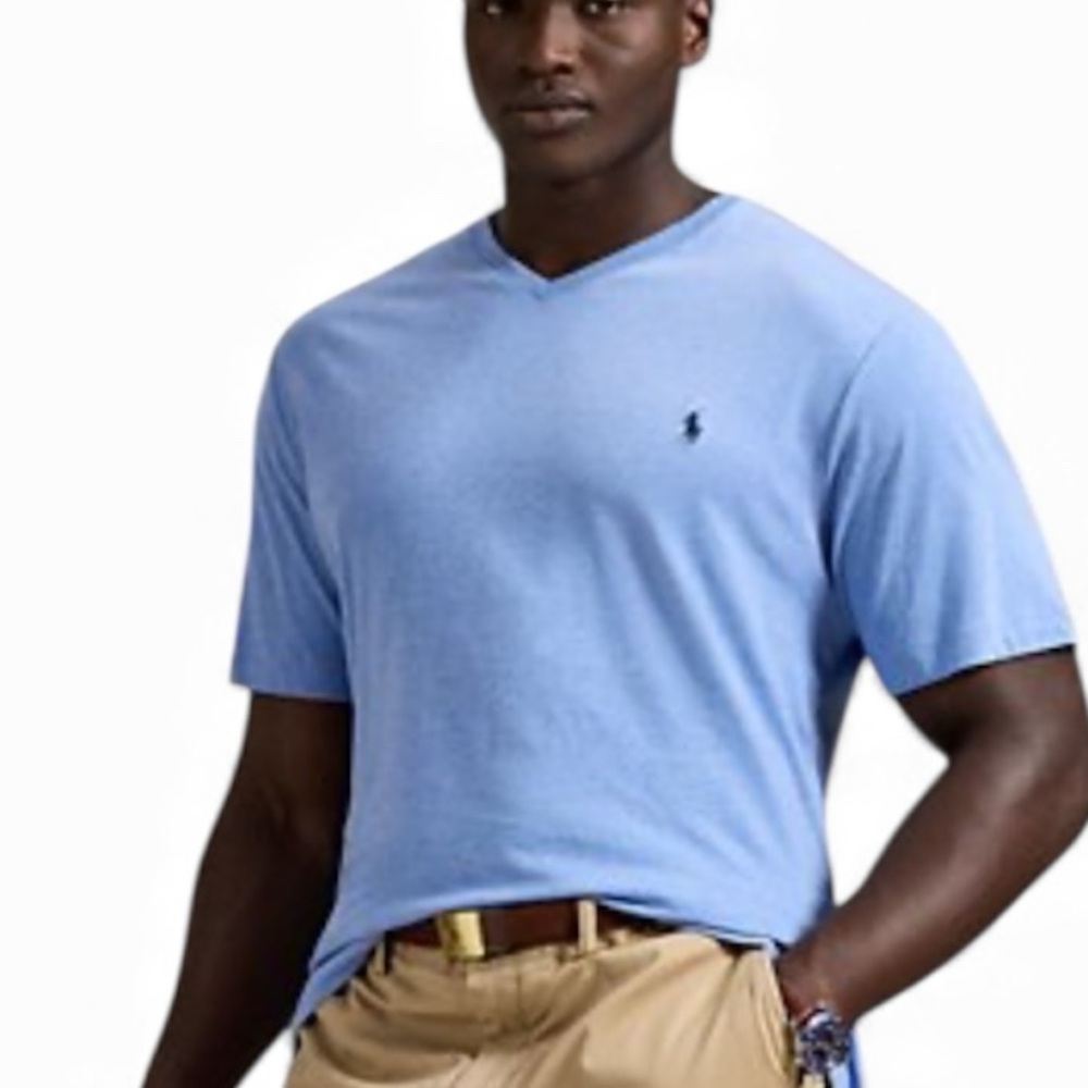 Polo by Ralph Lauren Light Blue Short Sleeve V- Neck Tee